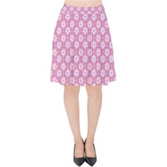 Pretty Pink Flowers Velvet High Waist Skirt