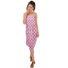 Pretty Pink Flowers Waist Tie Cover Up Chiffon Dress