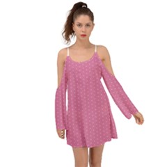 Polka Dotted Pinks Kimono Sleeves Boho Dress