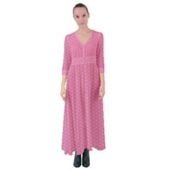 Polka Dotted Pinks Button Up Maxi Dress