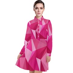 Abstract Pink Triangles Long Sleeve Chiffon Shirt Dress by retrotoomoderndesigns