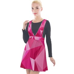 Abstract Pink Triangles Plunge Pinafore Velour Dress by retrotoomoderndesigns