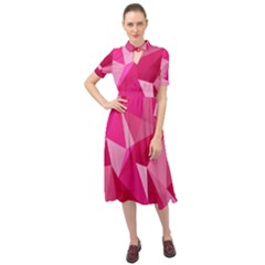 Abstract Pink Triangles Keyhole Neckline Chiffon Dress