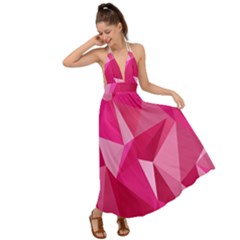 Abstract Pink Triangles Backless Maxi Beach Dress