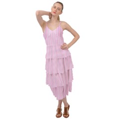 Pink Stripes Vertical Layered Bottom Dress