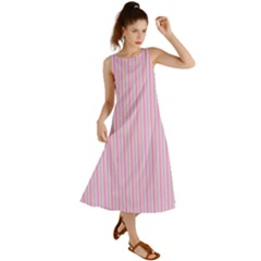 Pink Stripes Vertical Summer Maxi Dress