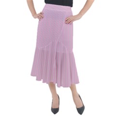 Pink Stripes Vertical Midi Mermaid Skirt