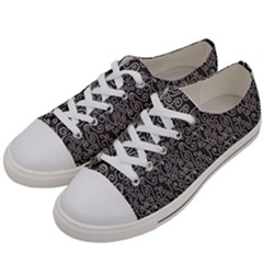 White Swirls On Gray Women s Low Top Canvas Sneakers by bloomingvinedesign