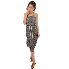 White Swirls On Gray Waist Tie Cover Up Chiffon Dress