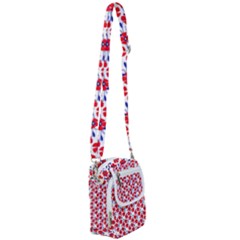 Red Flowers Blue Vines Shoulder Strap Belt Bag