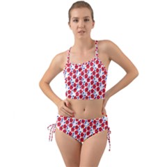 Red Flowers Blue Vines Mini Tank Bikini Set by bloomingvinedesign