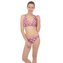 Red Flowers Blue Vines Classic Banded Bikini Set  by bloomingvinedesign