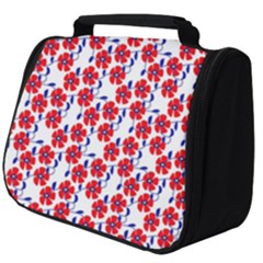 Red Flowers Blue Vines Full Print Travel Pouch (big) by bloomingvinedesign