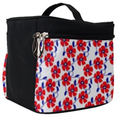 Red Flowers Blue Vines Make Up Travel Bag (big) by bloomingvinedesign