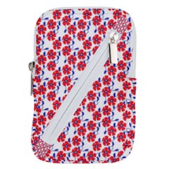 Red Flowers Blue Vines Belt Pouch Bag (large)