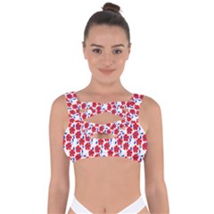 Red Flowers Blue Vines Bandaged Up Bikini Top