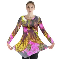 Coleus & Petunia Long Sleeve Tunic  by Riverwoman