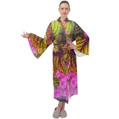 Coleus & Petunia Maxi Velour Kimono by Riverwoman