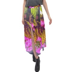 Coleus & Petunia Velour Split Maxi Skirt