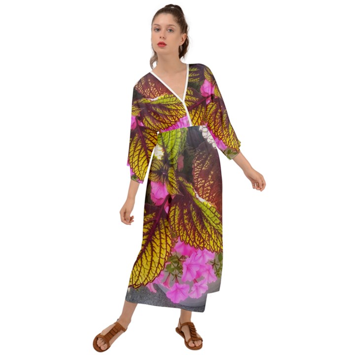 Coleus & Petunia Grecian Style  Maxi Dress