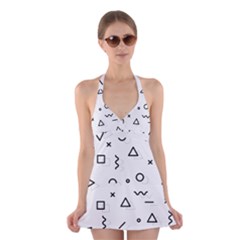 Memphis Pattern Halter Dress Swimsuit  by Vaneshart