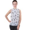 Memphis Pattern Mock Neck Chiffon Sleeveless Top View1