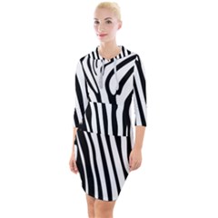 Vector Zebra Stripes Seamless Pattern Quarter Sleeve Hood Bodycon Dress by Vaneshart