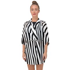 Vector Zebra Stripes Seamless Pattern Half Sleeve Chiffon Kimono