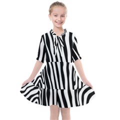 Vector Zebra Stripes Seamless Pattern Kids  All Frills Chiffon Dress