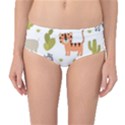 Cute Safari Animals Seamless Pattern Mid-Waist Bikini Bottoms View1