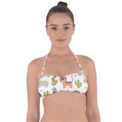 Cute Safari Animals Seamless Pattern Halter Bandeau Bikini Top by Vaneshart