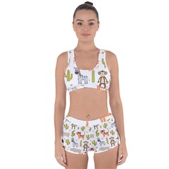 Cute Safari Animals Seamless Pattern Racerback Boyleg Bikini Set by Vaneshart