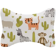 Cute Safari Animals Seamless Pattern Seat Head Rest Cushion by Vaneshart