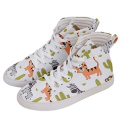 Cute Safari Animals Seamless Pattern Men s Hi-top Skate Sneakers by Vaneshart