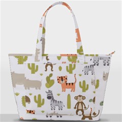 Cute Safari Animals Seamless Pattern Back Pocket Shoulder Bag 