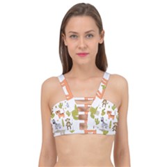 Cute Safari Animals Seamless Pattern Cage Up Bikini Top