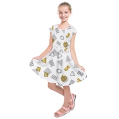 Memphis Seamless Patterns Kids  Short Sleeve Dress