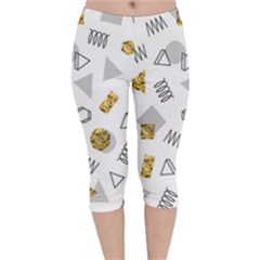 Memphis Seamless Patterns Velvet Capri Leggings 