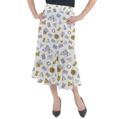 Memphis Seamless Patterns Midi Mermaid Skirt