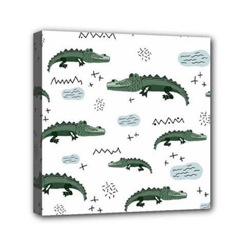 Vector Seamless Pattern With Cute Crocodiles Mini Canvas 6  X 6  (stretched) by Vaneshart