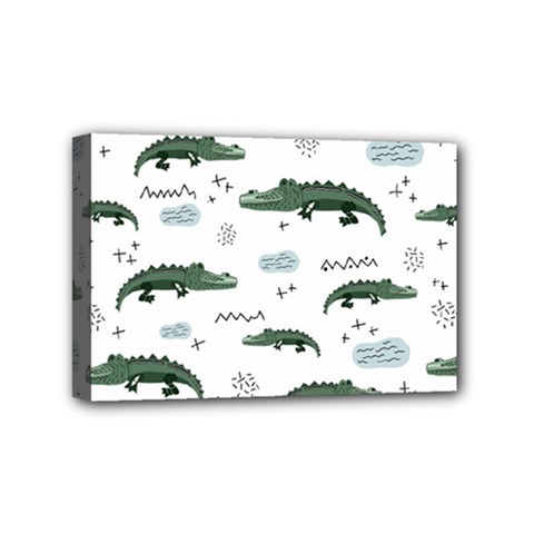 Vector Seamless Pattern With Cute Crocodiles Mini Canvas 6  X 4  (stretched) by Vaneshart