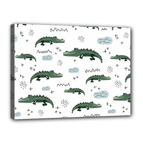 Vector Seamless Pattern With Cute Crocodiles Canvas 16  X 12  (stretched) by Vaneshart