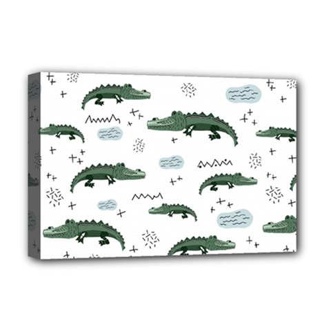 Vector Seamless Pattern With Cute Crocodiles Deluxe Canvas 18  X 12  (stretched) by Vaneshart