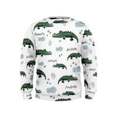 Vector Seamless Pattern With Cute Crocodiles Kids  Sweatshirt by Vaneshart