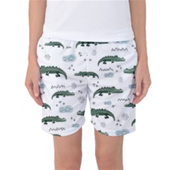 Vector Seamless Pattern With Cute Crocodiles Women s Basketball Shorts by Vaneshart