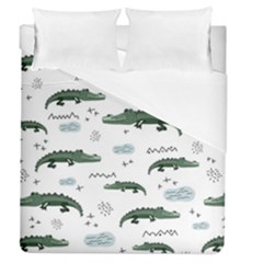 Vector Seamless Pattern With Cute Crocodiles Duvet Cover (queen Size) by Vaneshart