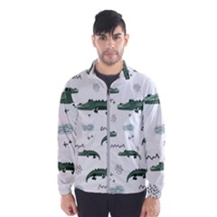 Vector Seamless Pattern With Cute Crocodiles Men s Windbreaker