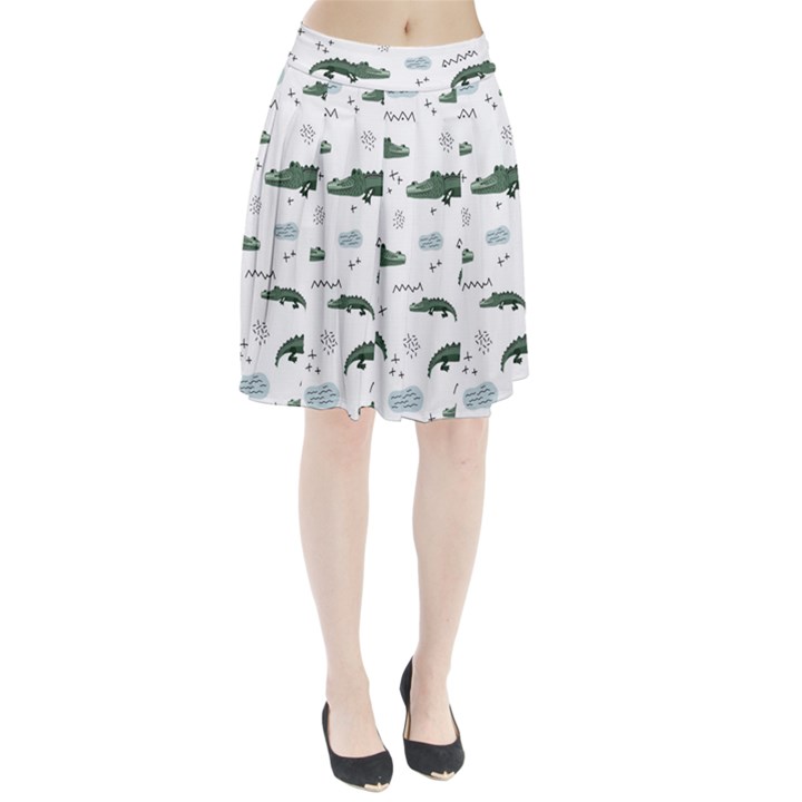 Vector Seamless Pattern With Cute Crocodiles Pleated Skirt