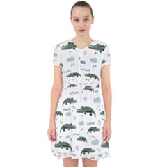 Vector Seamless Pattern With Cute Crocodiles Adorable In Chiffon Dress