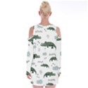 Vector Seamless Pattern With Cute Crocodiles Velvet Long Sleeve Shoulder Cutout Dress View2